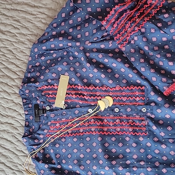 J Crew Embroidered Bell-Sleeve Top - Picture 5 of 16